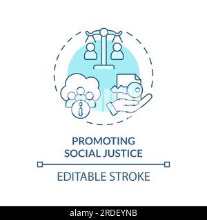 2D promoting social justice concept linear icon Stock Vector