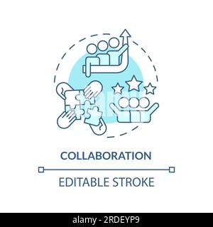 2D collaboration concept linear icon Stock Vector