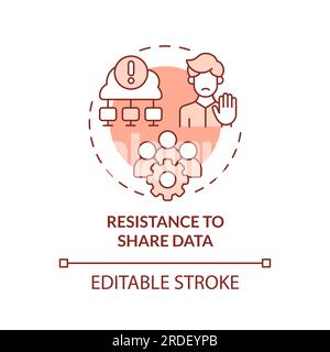 2D resistance to shared data concept linear icon Stock Vector