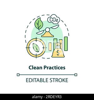 2D clean practices concept linear icon Stock Vector