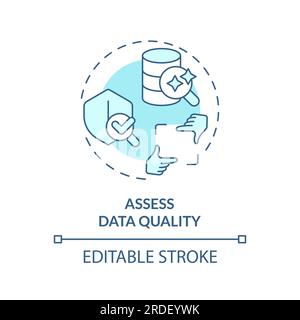 2D assess data quality concept linear icon Stock Vector