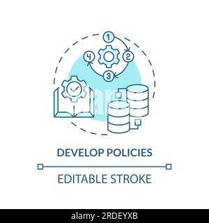2D develop policies linear icon Stock Vector