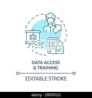 2D data access and training concept linear icon Stock Vector
