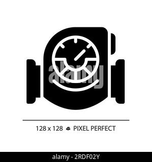 Pressure gauge black glyph icon Stock Vector