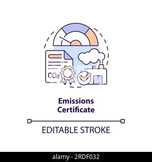 2D emissions certificate concept icon Stock Vector