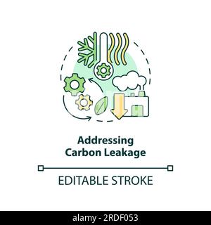 2D addressing carbon leakage concept icon Stock Vector