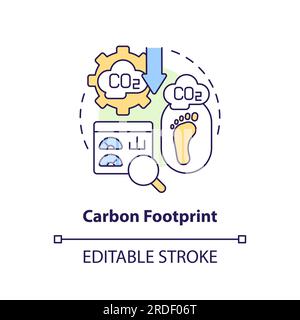 2D carbon footprint concept linear icon Stock Vector