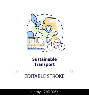 2D sustainable transport concept icon Stock Vector