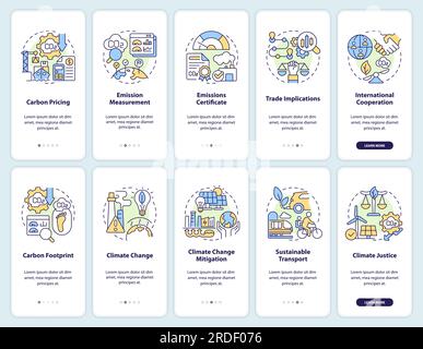 Walkthrough carbon border adjustment with icons Stock Vector