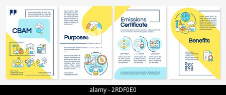Brochure with carbon border adjustment concept icons Stock Vector
