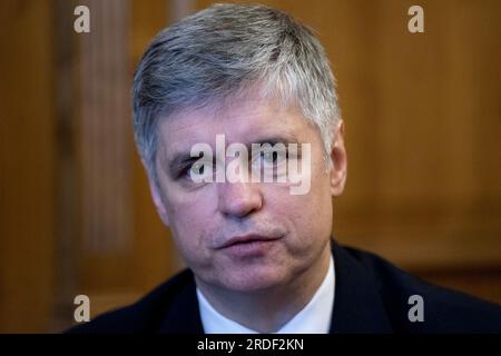 File photo dated 22/02/23 of Ukrainian Vadym Prystaiko who is no longer Ukraine's ambassador to the UK, a diplomatic source has said, after he publicly criticised President Volodymyr Zelensky during a row over his demands for weapons. Issue date: Friday July 21, 2023. Stock Photo