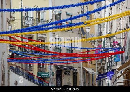 Portugal, Lisbon: The lively Alfama Is the oldest neighborhood of Lisbon, spreading on the slope between the Sao Jorge Castle and the Tagus river. Its Stock Photo