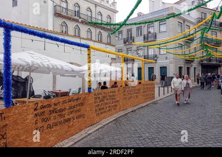 Portugal, Lisbon: The lively Alfama Is the oldest neighborhood of Lisbon, spreading on the slope between the Sao Jorge Castle and the Tagus river. Its Stock Photo