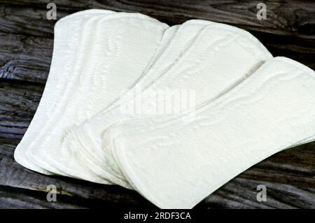 Natural cotton feel, all day freshness, pantyliners panty liner female pads, beauty and personal care, health care concept for females, selective focu Stock Photo