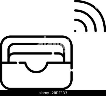 Card holder with contactless payment symbol. E-wallet. Pixel perfect, editable stroke Stock Vector