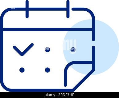 Flip-over calendar with tick sign. Check the date. Pixel perfect icon Stock Vector