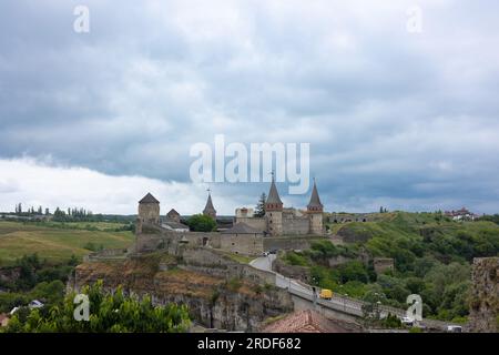 Panoramic view of the old stone castle Stock Photo