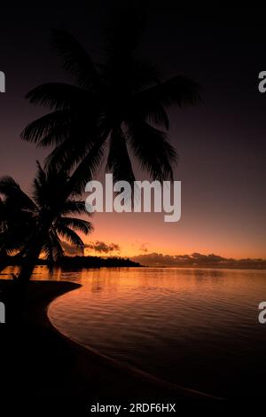 Sunset view from Moorea island in French Polynesia Stock Photo
