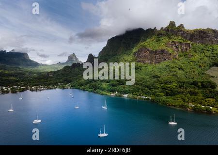Aerial view from Moorea island - Cooks bay Stock Photo