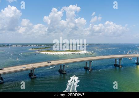 Aerial view of Perdido Pass in Orange Beach, AL Stock Photo