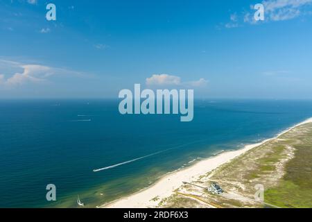 Aerial view of the beach at Fort Morgan, Alabama Stock Photo