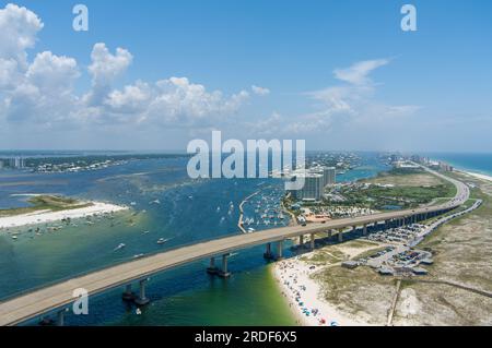 Aerial view of Perdido Pass in Orange Beach, AL Stock Photo