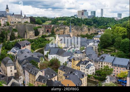 Overlook over the Unesco world heritage sight the old quarter of Luxembourg, Luxembourg Stock Photo