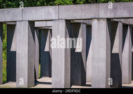 Charles Vandenhove sculpture, 1992, Middelheim Open Air Sculpture Museum, a public park exhibiting sculpture set in nature, Antwerp, Belgium Stock Photo