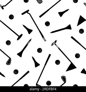 Golf seamless pattern. Golf club and golf balls vector illustration pattern background. Stock Vector