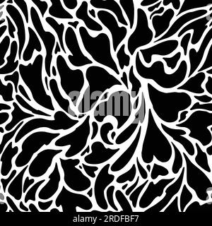 Abstract wavy random splash heart shapes seamless pattern. Vector repeat pattern illustration. Stock Vector
