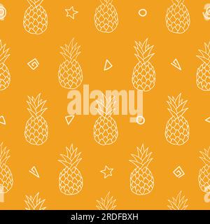 Pineapple seamless pattern. Vector repeat pattern illustration background. Stock Vector