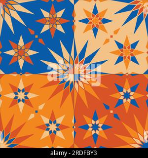 Moroccan stars pattern. Mosaic tiles. Islamic ornament. Seamless vector pattern background. Stock Vector