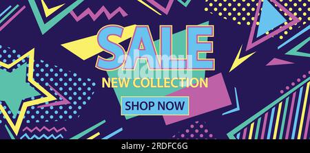 Sale website Memphis design theme banner template. Summer Sale tag. Sale promotional material vector illustration. Stock Vector