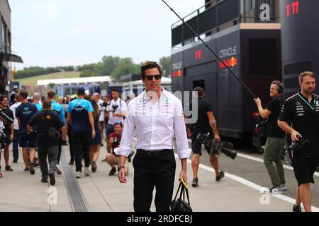 Budapest, Rieti, Hungary. 21st July, 2023. Toto Wolff (AUT) - Mercedes F1 Team Principal.on Paddock, Friday Jul21, FORMULA 1 QATAR AIRWAYS HUNGARIAN GRAND PRIX 2023 - Jul21 to Jul23 2023 Hungaroring, Budapest, Hungary (Credit Image: © Alessio De Marco/ZUMA Press Wire) EDITORIAL USAGE ONLY! Not for Commercial USAGE! Stock Photo