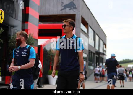 Budapest, Rieti, Hungary. 21st July, 2023. Alexander Albon (IND) Williams FW45.on Paddock, Friday Jul21, FORMULA 1 QATAR AIRWAYS HUNGARIAN GRAND PRIX 2023 - Jul21 to Jul23 2023 Hungaroring, Budapest, Hungary (Credit Image: © Alessio De Marco/ZUMA Press Wire) EDITORIAL USAGE ONLY! Not for Commercial USAGE! Stock Photo