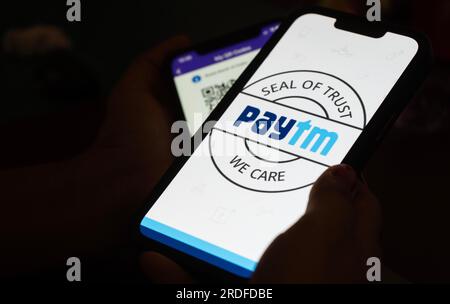 In this photo illustration a MeWe app seen displayed on a smartphone with  the MeWe logo in the background. (Photo by Thiago Prudencio / SOPA  Images/Sipa USA Stock Photo - Alamy