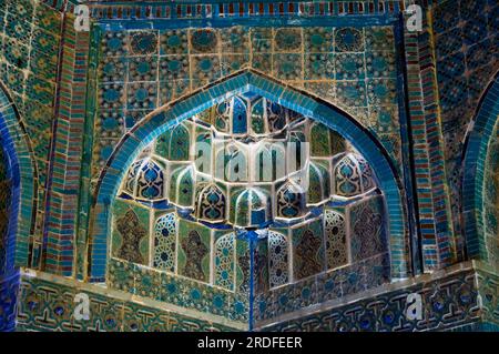 Mosaic Wall, Shahi Sinda, Tiles, Shadi Mulk Aka Mausoleum, Shah-e-Sende City of the Dead, Samarkand, Uzbekistan Stock Photo