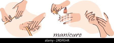 Manicure color line illustration. Paint your nails.  Beauty industry. Stock Vector