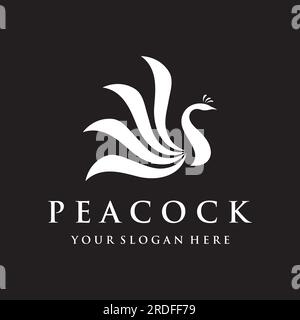 Creative peacock bird and peacock feather logo design-Vector illustration. Stock Vector