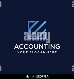 Financial accounting logo, with check mark for financial accounting stock chart analysis. With modern vector illustration concept. Stock Vector