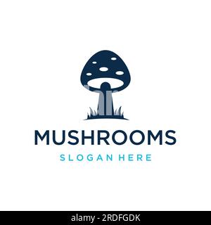 Unique organic mushroom farm creative logo design with modern concept.Vector illustration. Stock Vector