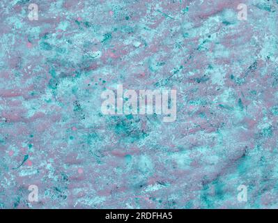 Painted old concrete wall, dark blue neon paint. Abstract grunge backdrop, template. Decorative plaster, primer. Stained art wallpaper, aqua color tex Stock Photo