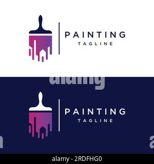 Paint brush and roll logo creative design for home and city service. Stock Vector
