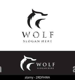 Night wolf abstract Logo design simple isolated background.Vector illustration. Stock Vector