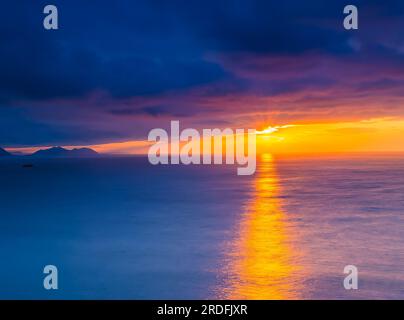 Photograph of the sunset from La Galea (Getxo, Bizkaia), in July 2023. Stock Photo