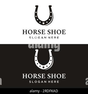Retro horseshoe logo for ranch, cowboy,badge. which is isolated on the background. Stock Vector