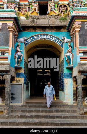 Kandarathithan Gopuram entrance in Virudhagireeswarar Shiva temple in Virudhachalam, Tamil Nadu, South India, India, Asia Stock Photo