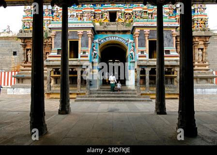 Kandarathithan Gopuram entrance in Virudhagireeswarar Shiva temple in Virudhachalam, Tamil Nadu, South India, India, Asia Stock Photo