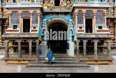 Kandarathithan Gopuram entrance in Virudhagireeswarar Shiva temple in Virudhachalam, Tamil Nadu, South India, India, Asia Stock Photo