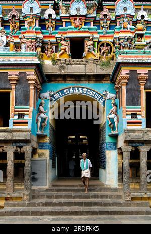 Kandarathithan Gopuram entrance in Virudhagireeswarar Shiva temple in Virudhachalam, Tamil Nadu, South India, India, Asia Stock Photo